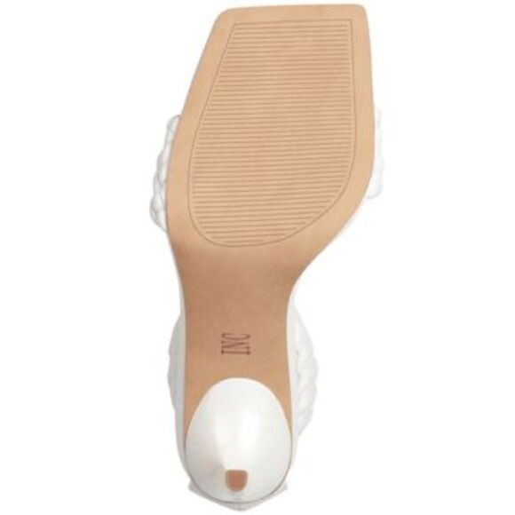 INC Womens White Padded Woven Adalie Square Toe Stiletto Heeled Sandal 10.5 M - Picture 4 of 4